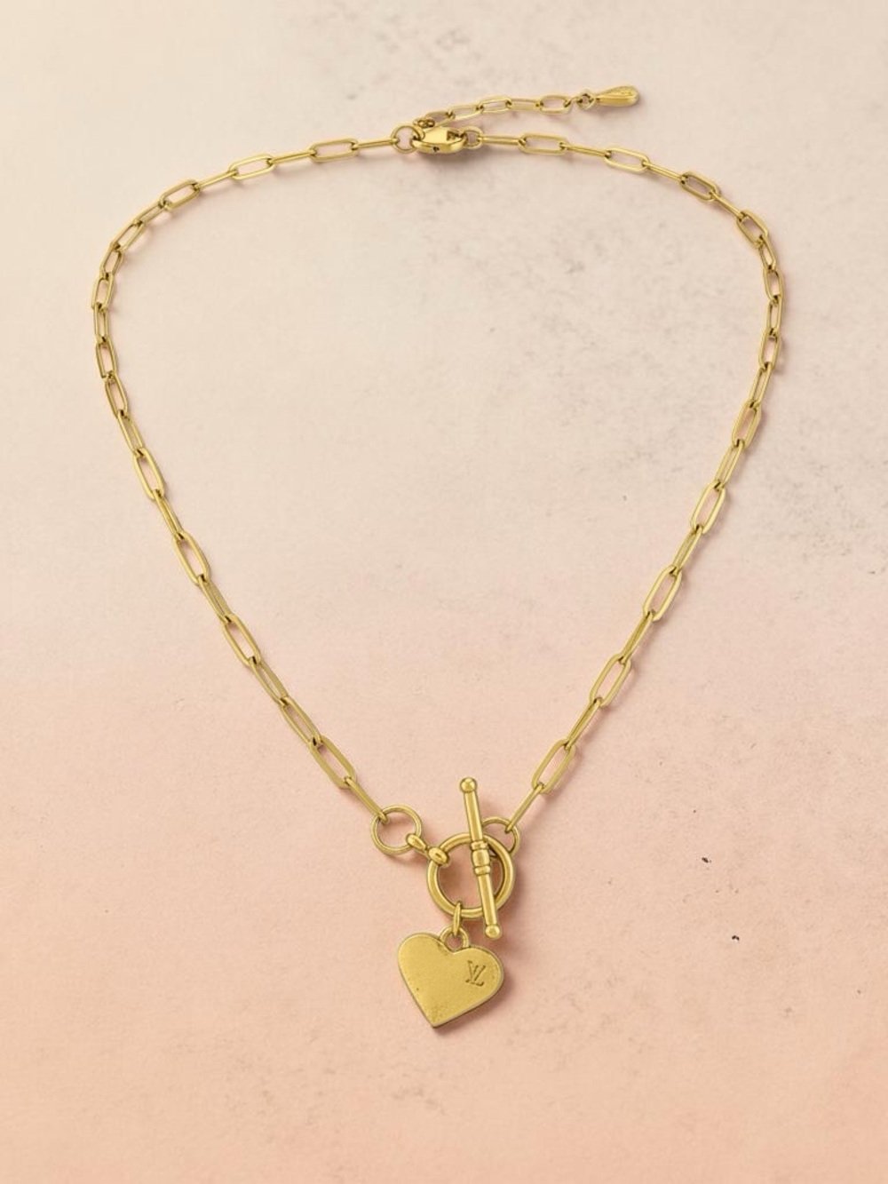Louis Vuitton Upcycled Double sided LV heart ❤️ charm toggle necklace - Picture 6 of 8